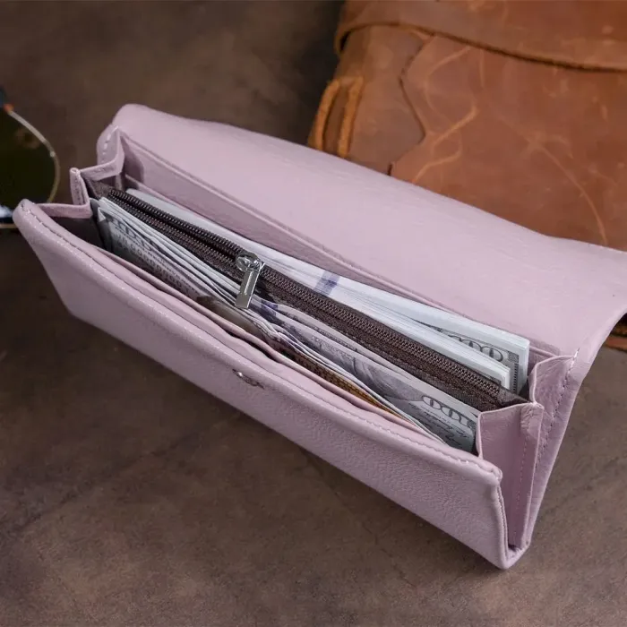 Клатч конверт с карманом для мобильного кожаный женский ST Leather 19269 Лиловый