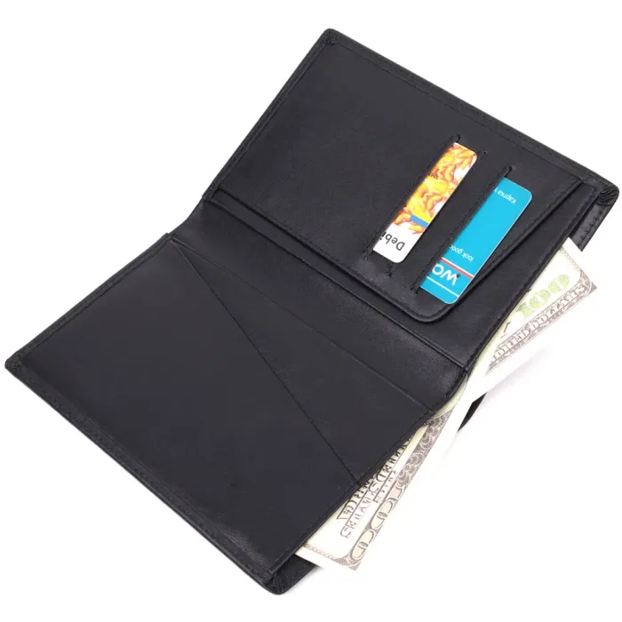 Чоловічий портмоне без застібки з натуральної шкіри Vintage 15036 Чорний