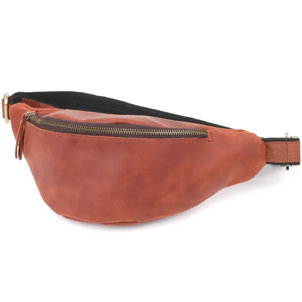 Бананка для чоловіків відмінної якості з натуральної шкіри вінтажної шкіри Shvigel 23140 Рудий