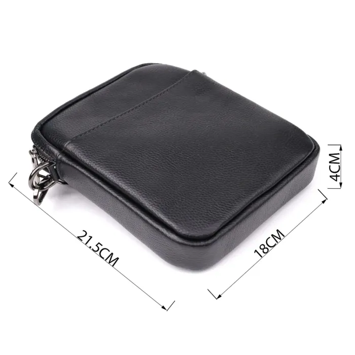 Компактна чоловіча сумка на плече з натуральної шкіри Vintage 23021 Чорний