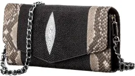 Сумка-клатч STINGRAY LEATHER 18215 із натуральної шкіри морського скату Чорна