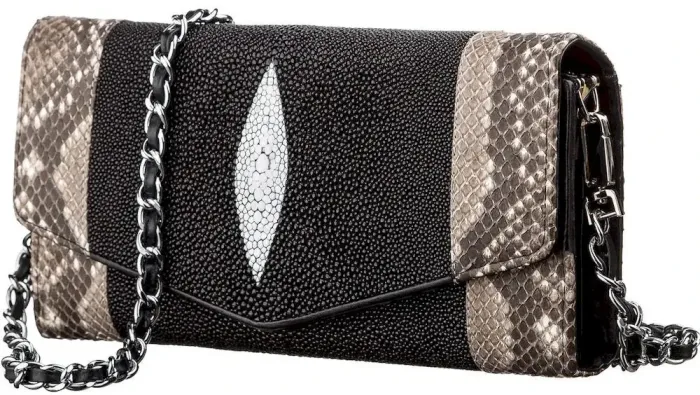 Сумка-клатч STINGRAY LEATHER 18215 із натуральної шкіри морського скату Чорна