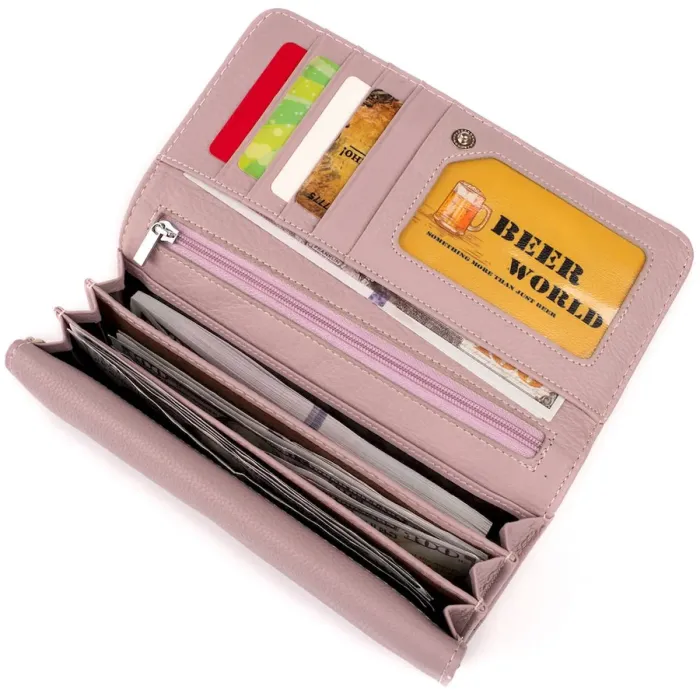 Гаманець шкіряний у дві додавання жіночий ST Leather 19289 Ліловий