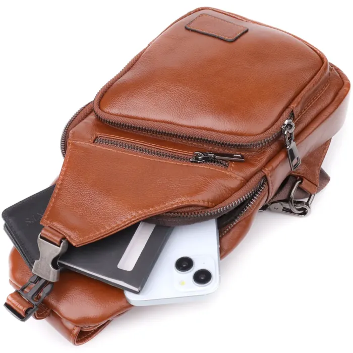 Зручна чоловіча сумка через плече з натуральної шкіри Vintage 23049 Рудий