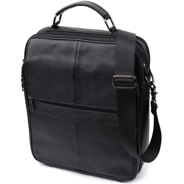 Чоловіча сумка з ручкою для перенесення в руці з натуральної шкіри Vintage 23026 Чорний