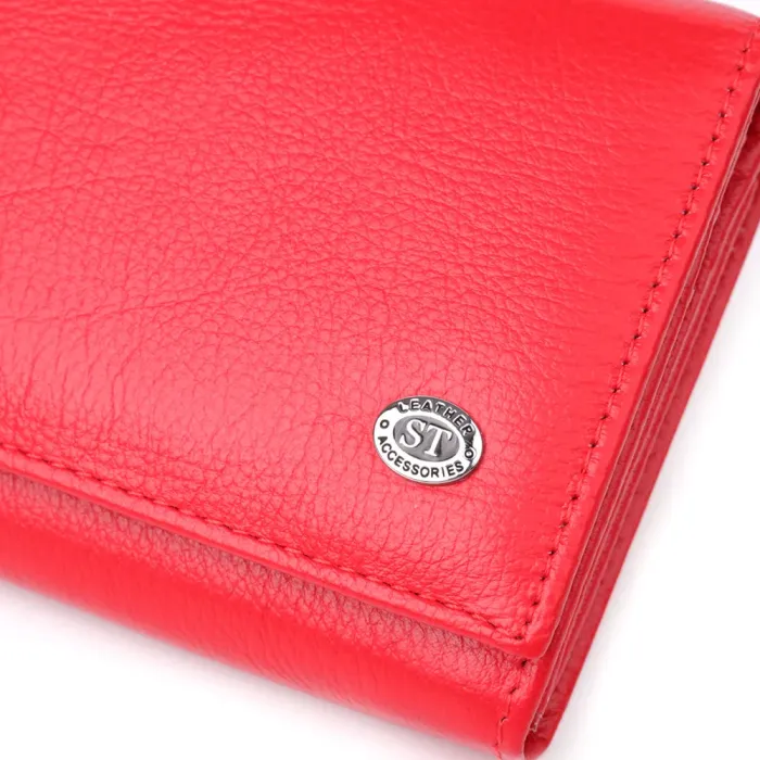 Яскравий жіночий гаманець на магнітах із натуральної шкіри ST Leather 23114 Червоний