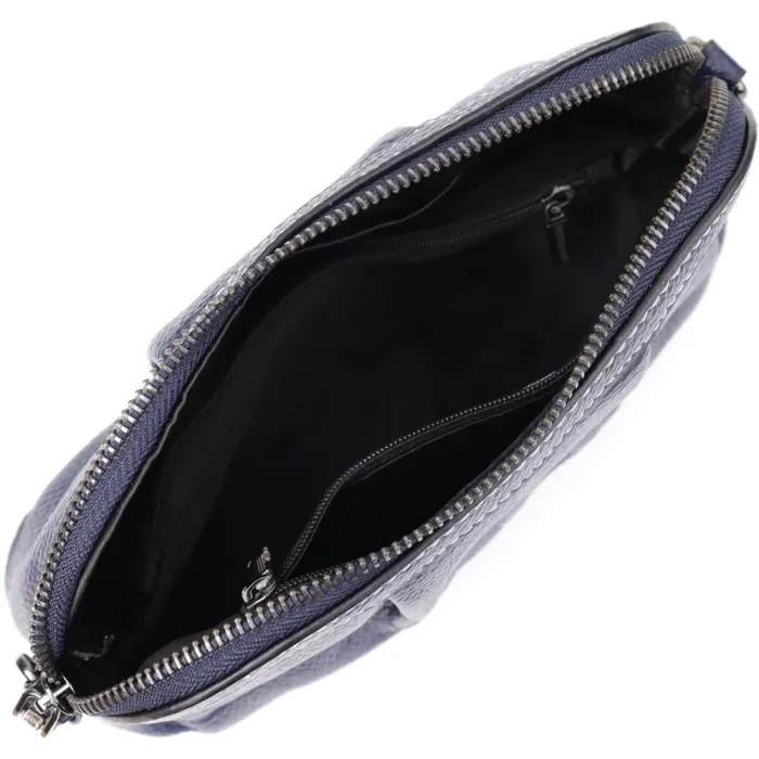 Жіноча шкіряна сумка з ефектним драпіруванням Vintage 22897 Синій