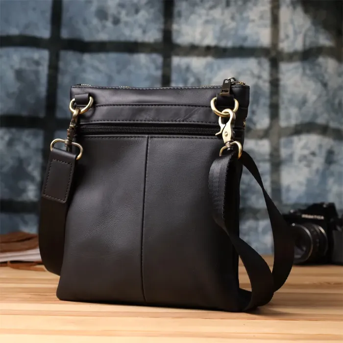 Повсякденна чоловіча сумка з натуральної шкіри Vintage 23037 Чорний