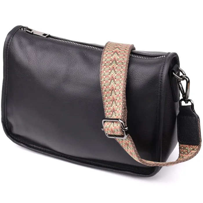 Стильна сумка на плече з натуральної шкіри Vintage 23001 Чорний