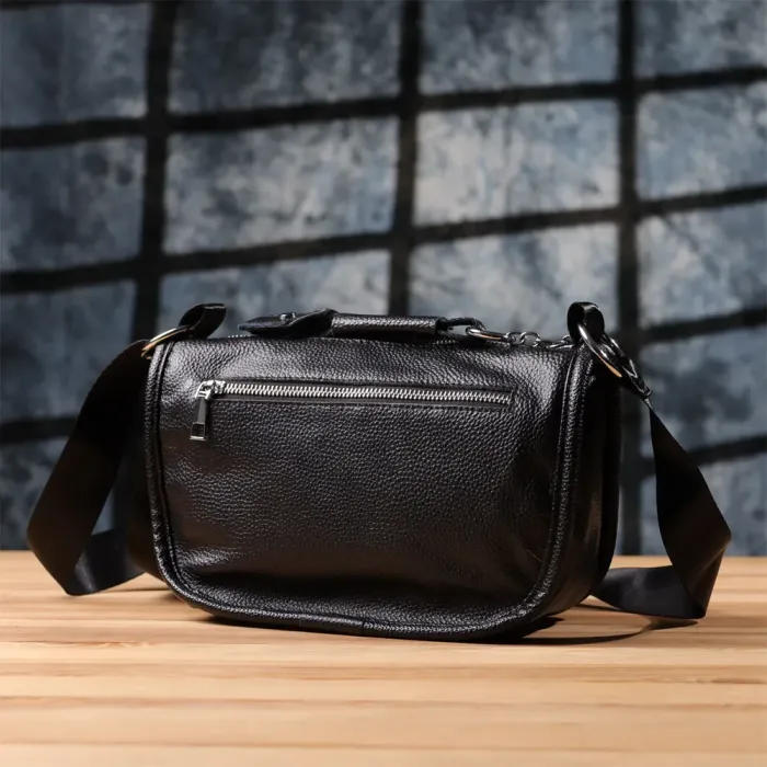 Стильна напівкругла сумка для жінок із натуральної шкіри Vintage 22905 Чорний