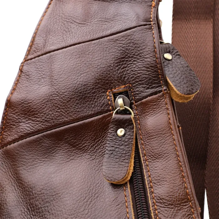 Практична чоловіча сумка з великою кількістю кишень із натуральної шкіри Vintage 22962 Коричневий