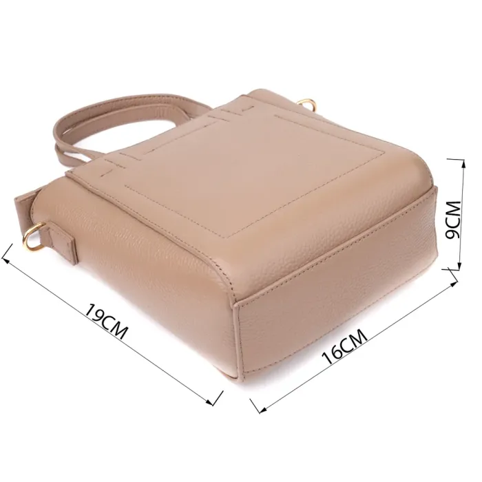 Стильна сумка жіноча з натуральної шкіри у формі трапеції Vintage 22918 Бежевий