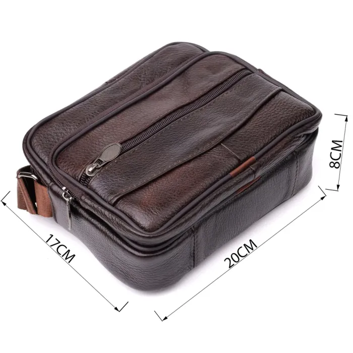 Горизонтальна зручна сумка з ручкою для чоловіків з натуральної шкіри Vintage 22940 Коричневий