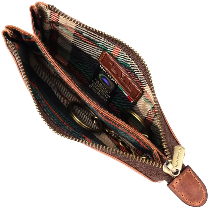 Практична ключниця на два відділення з матової натуральної шкіри Tony Perotti 20837_1 (3350 whisky) Світло-коричневий