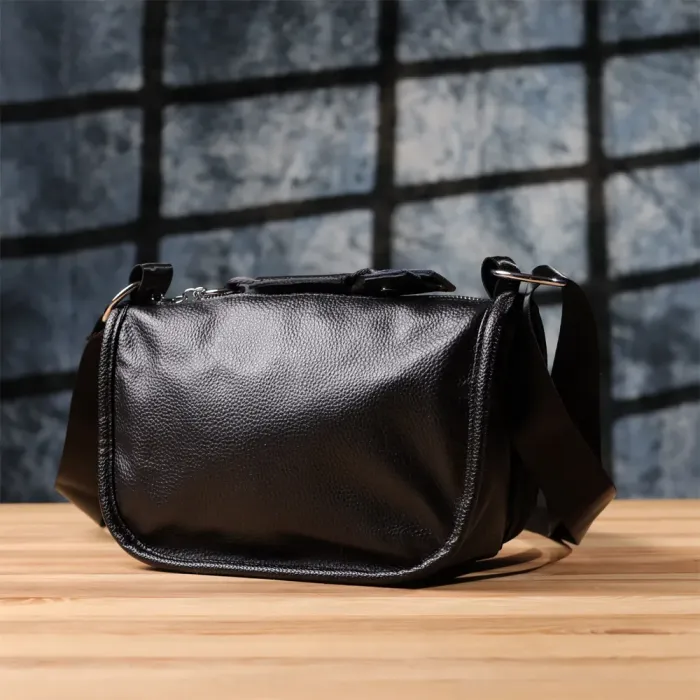 Стильна напівкругла сумка для жінок із натуральної шкіри Vintage 22905 Чорний