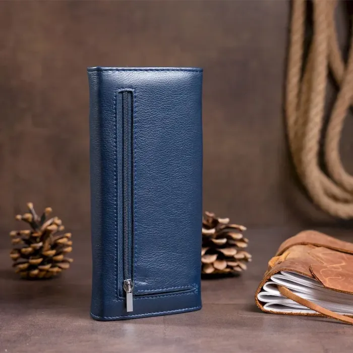 Гаманець на магнітах із клапаном жіночий ST Leather 19241 Темно-синій