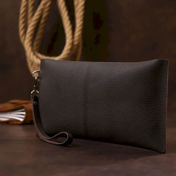 Шкіряна матова тревел-косметичка Shvigel 16418 Коричневий