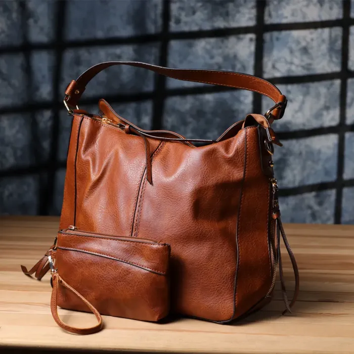 Жіноча сумка великого розміру з екошкіри Vintage 15140 Коричневий