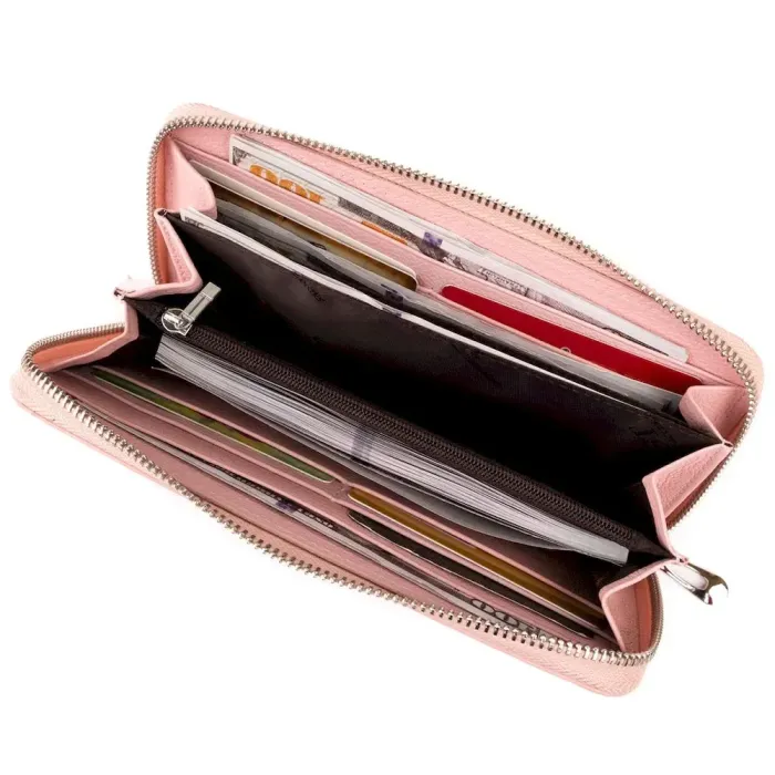 Місткий клатч шкіряний жіночий ST Leather 19279 Рожевий