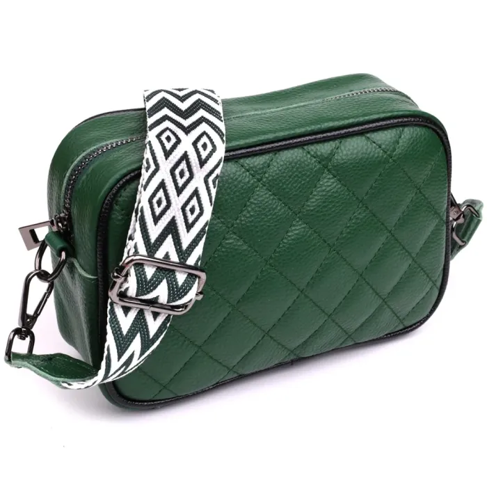 Стьобана жіноча сумка з натуральної шкіри 22857 Vintage Зелений