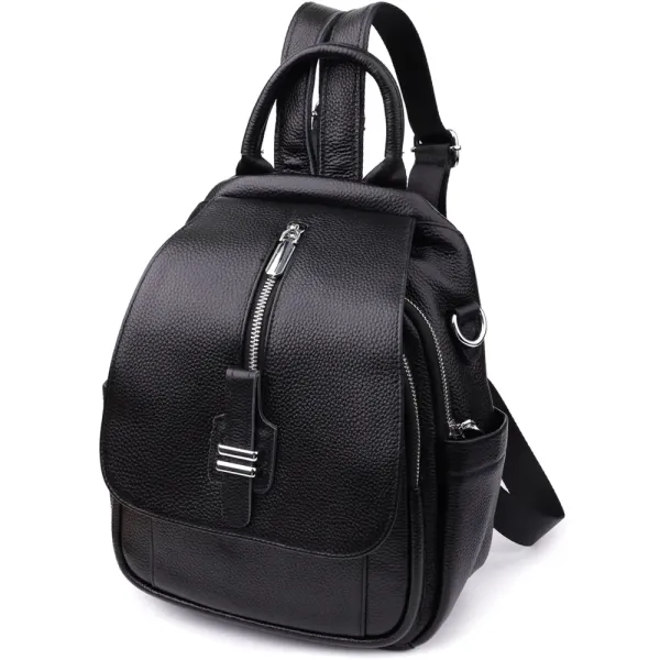 Компактний жіночий рюкзак з натуральної шкіри Vintage 23058 Чорний