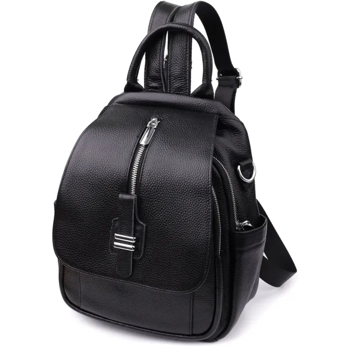 Компактний жіночий рюкзак з натуральної шкіри Vintage 23058 Чорний