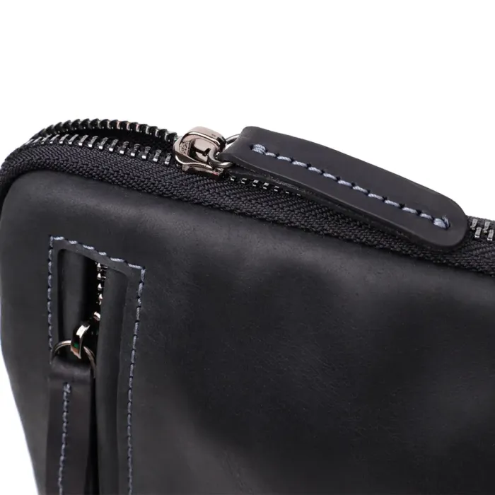 Зручна сумка для чоловіків на плече із натуральної вінтажної шкіри Shvigel 23147 Чорний