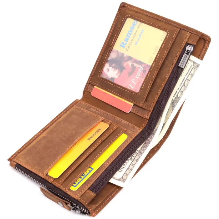 Практичний гаманець для чоловіків з натуральної шкіри 22856 Vintage Коричневий