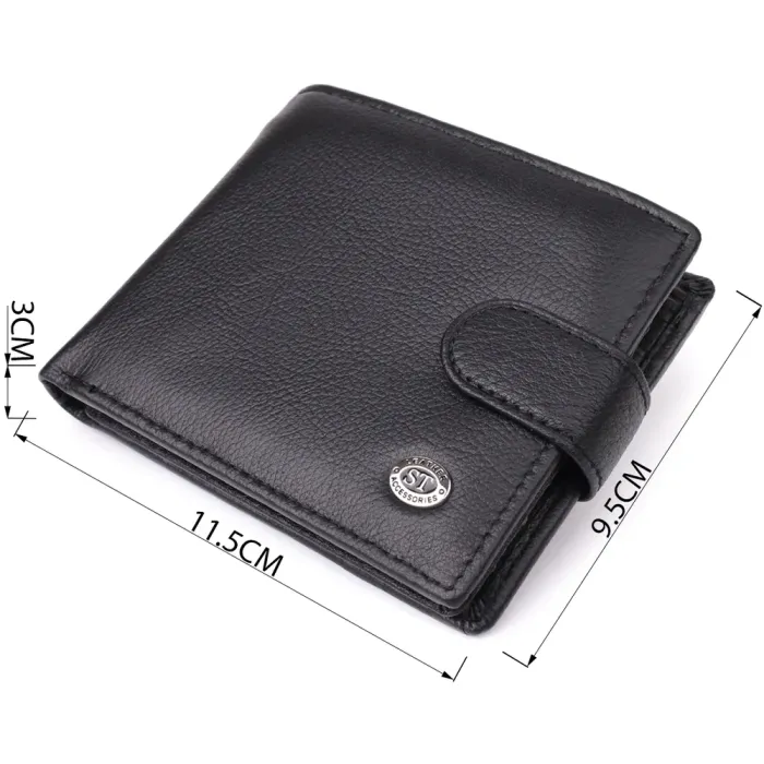 Класичний чоловічий гаманець горизонтального формату із натуральної шкіри ST Leather 23094 Чорний