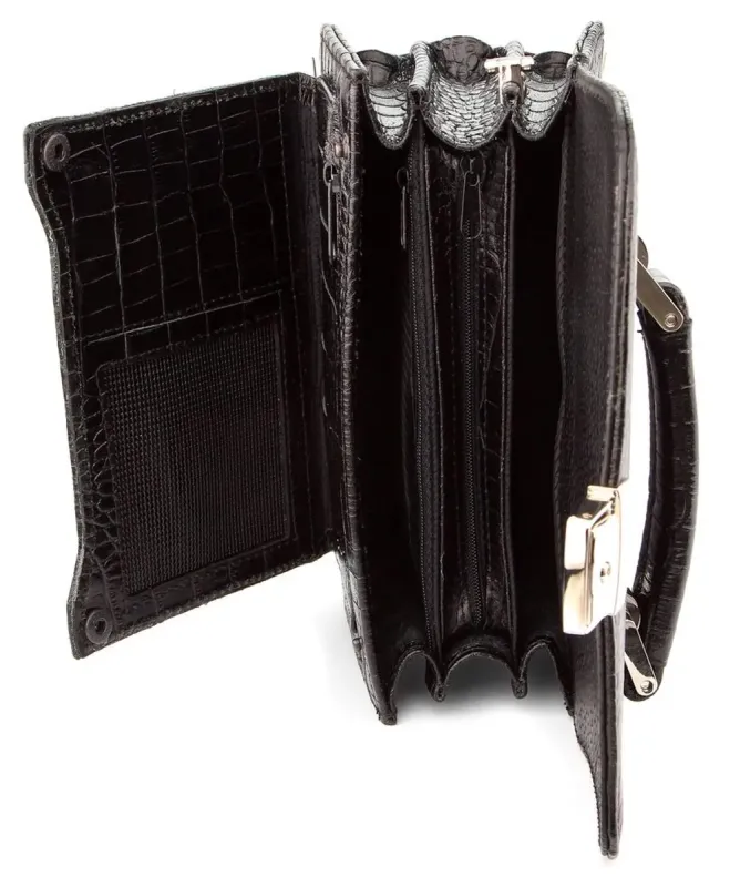 Барсетка SHVIGEL 00379 із натуральної шкіри Чорна