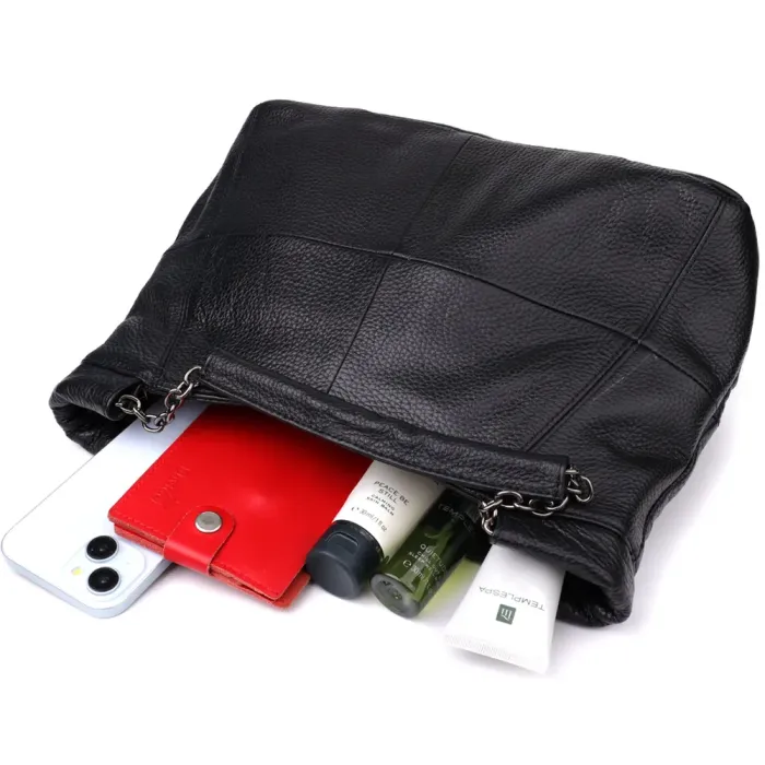 Зручна повсякденна сумка з натуральної шкіри для жінок Vintage 22992 Чорний