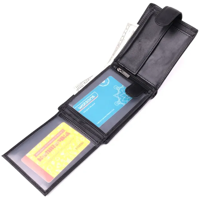 Місткий чоловічий гаманець з натуральної шкіри Vintage 15102 Чорний