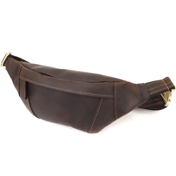 Зручна сумка-бананка для чоловіків із натуральної вінтажної шкіри Shvigel 23121 Коричневий