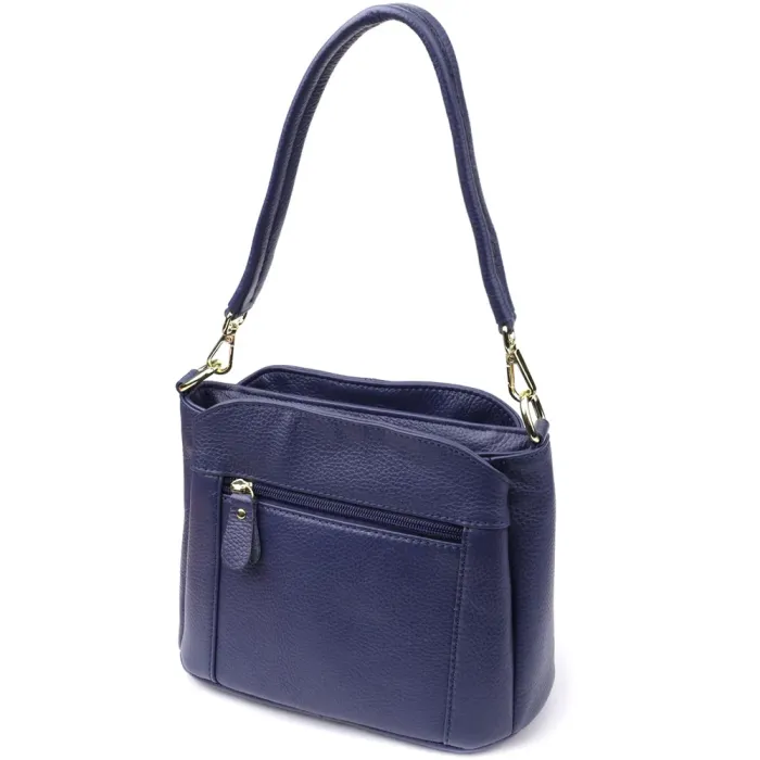Жіноча сумка з натуральної шкіри з трьома відділеннями Vintage 22976 Синій