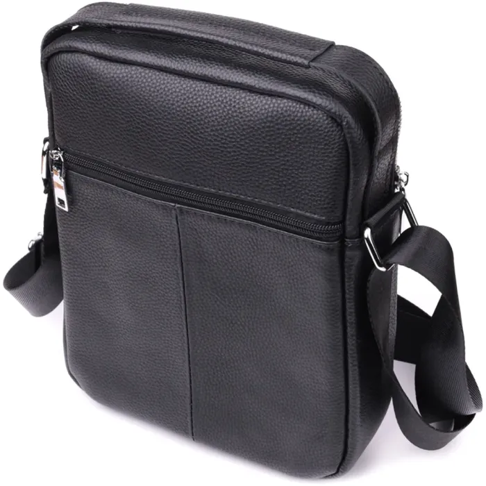 Зручна вертикальна сумка для чоловіків із натуральної шкіри Vintage 15115 Чорний