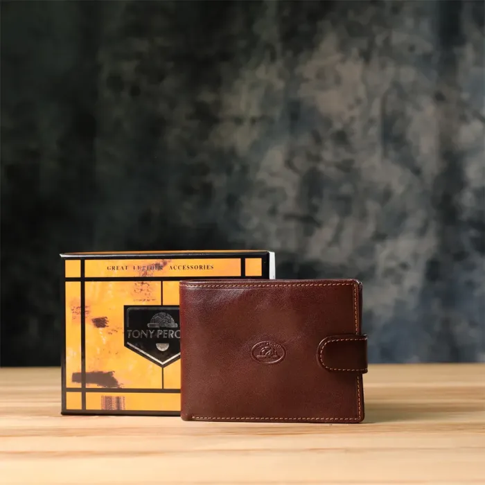 Чоловічий гаманець з гладкої натуральної шкіри Tony Perotti 20852_1 (396A-Q moro) Коричневий