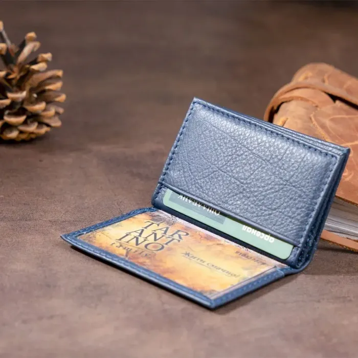 Визитница-книжка ST Leather 19217 Темно-синяя