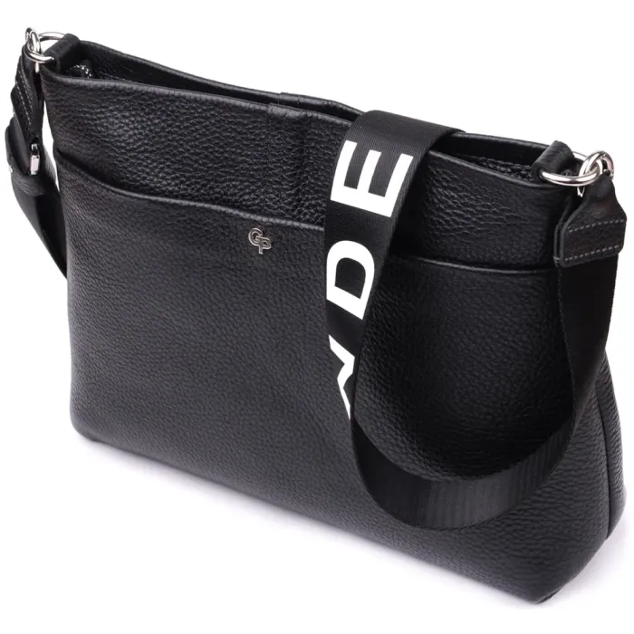 Жіночий шоппер 2 в 1 із натуральної шкіри GRANDE PELLE 22881 Чорний