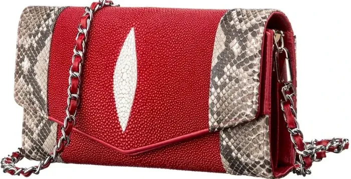 Сумка-клатч STINGRAY LEATHER 18216 із натуральної шкіри морського ската Червона
