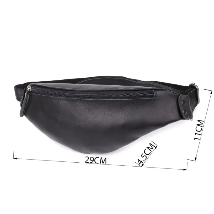 Сумка бананка для чоловіків з гладкої натуральної шкіри Shvigel 23134 Чорний