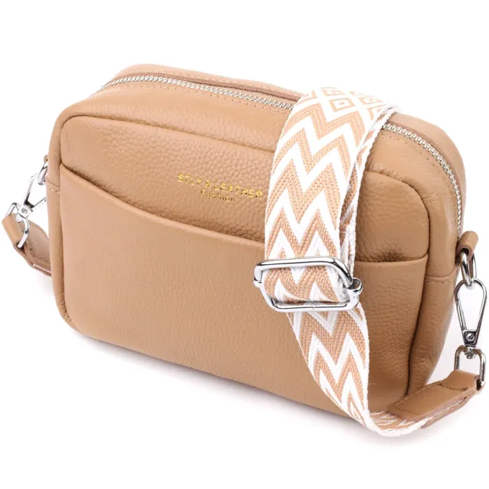 Жіноча сумка крос-боді з натуральної шкіри Vintage 15139 Бежевий