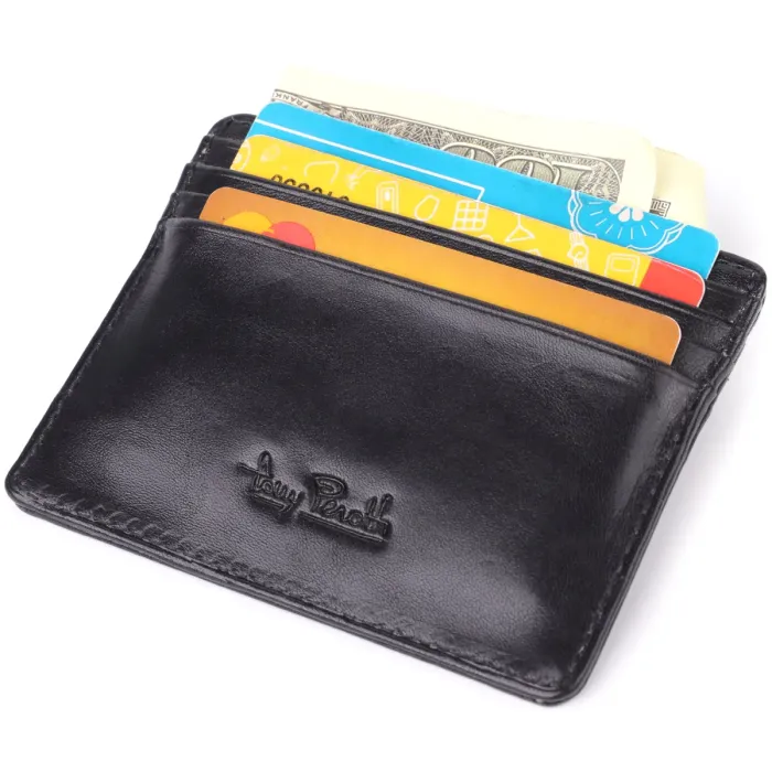 Стильний картхолдер із глянсової натуральної шкіри Tony Perotti 20894_1 (2236 nero) Чорний