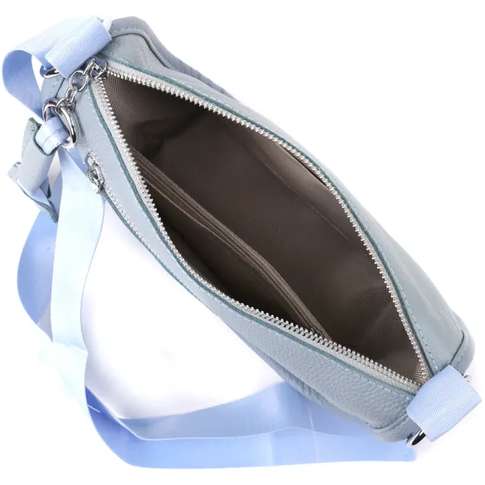 Цікава напівкругла сумка для жінок з натуральної шкіри Vintage 22908 Сіро-блакитний