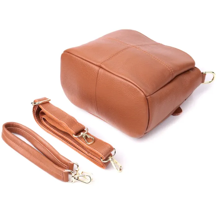 Чудова сумка жіноча з твердим дном з натуральної шкіри Vintage 15108 Рудий