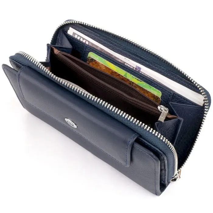 Кошелек из кожи на защелке ST Leather 19340 Темно-синий