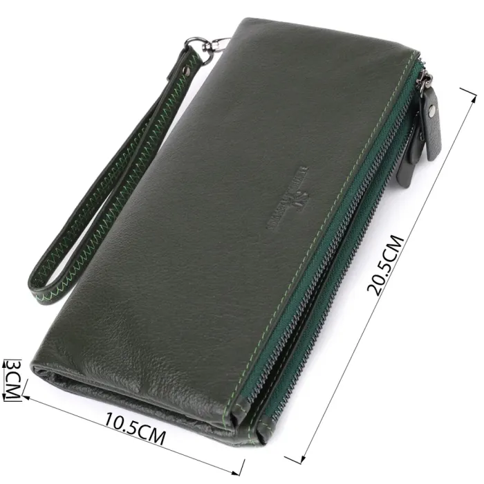 Красивий шкіряний гаманець на три відділення ST Leather 23110 Зелений