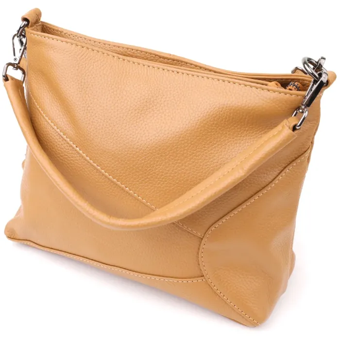 Жіноча сумка на два відділення з натуральної шкіри Vintage 23015 Світло-коричневий