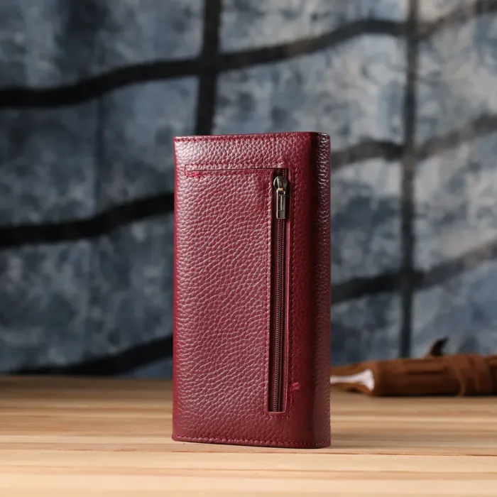 Практичний вертикальний гаманець із натуральної шкіри ST Leather 23085 Бордовий