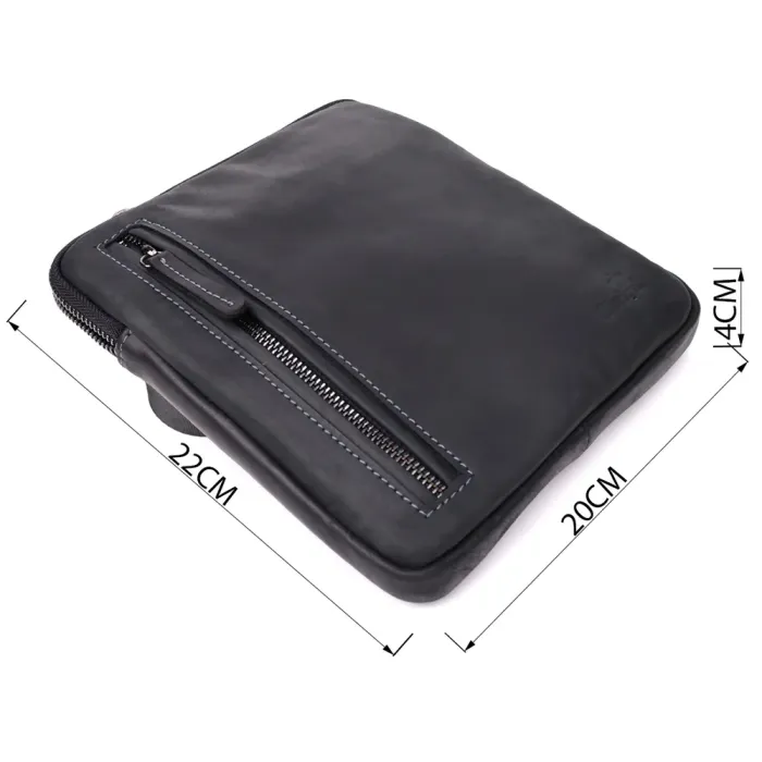 Зручна сумка для чоловіків на плече із натуральної вінтажної шкіри Shvigel 23147 Чорний