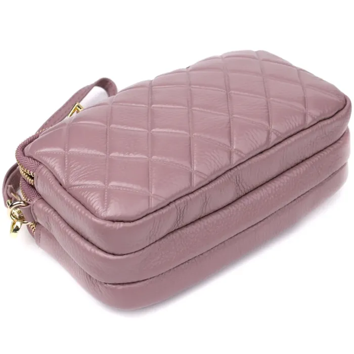 Функціональна жіноча сумка з натуральної шкіри з трьома секціями Vintage 22891 Пурпурний